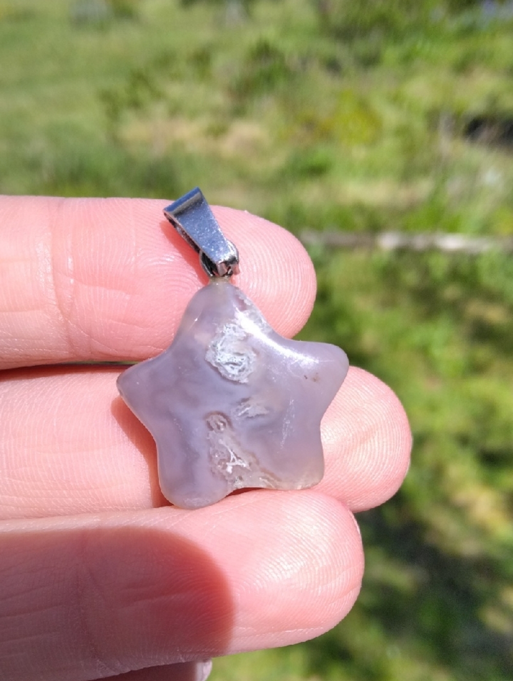 Amazing Moss Agate Star Gemstone Necklace pendant